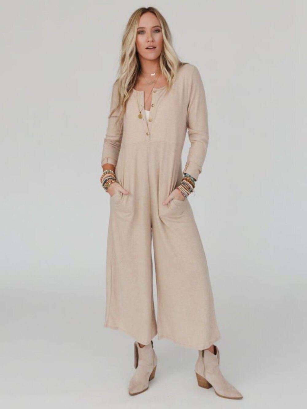 NWT Three Bird Nest Simply Comfort Jumpsuit in Wheat
